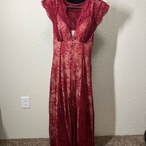 Red Lace Maxi Dress